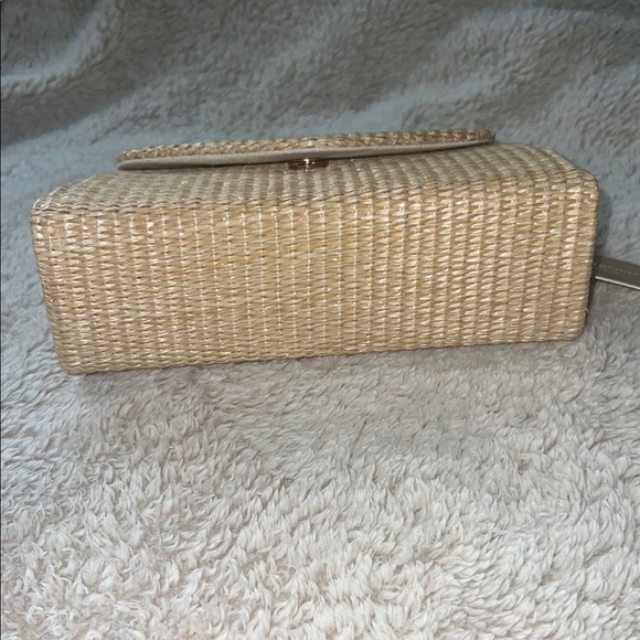 d’margeaux New York Tan and Cream Mini Bag Purse with Basket-Weave Design - Picture 5 of 15